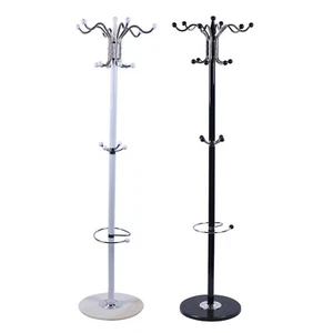 Coat Rack Hat Stand Tree Clothes Hanger Umbrella Holder Metal Organizer 16 Hooks - Picture 1 of 48