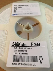 Resistenza pellicola spessa array 1206 240K Ohm 1% di Samsung bobina 5000pz £5,00 HU1627 - Foto 1 di 1
