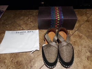 Bernie Mev Gold & Black Stretch Woven Best Gem Slip On Comfort Sandal 40 (9) - Picture 1 of 9