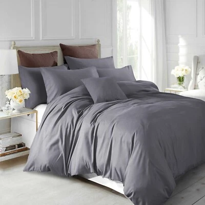 3 Piece Duvet Cover Set Pillow Shams Twin Full Queen King Size Bedding Set Gray - Image 1 of 3