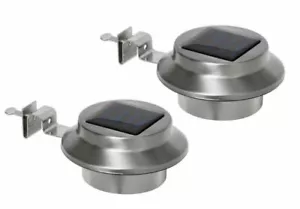 2er Set Edelstahl Solar Dachrinnem Leuchten warmweiß kabellos Lichtsensor Lampe - Bild 1 von 4