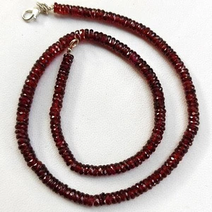 Collar de 18" con cuentas facetadas en forma de Heishi de piedras preciosas de granate natural de 5 a 6 mm - Imagen 1 de 9