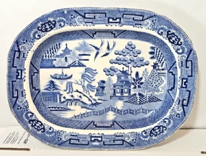 Antique 1800s English Staffordshire Stone China Transferware Blue Willow Platter - Picture 1 of 4