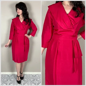 Vintage 1950s/60s Hot Pink Silk Sheath Dress - 30" Waist - Picture 1 of 5