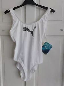 Puma Bademode Badeanzug Einteiler Schwimmkostüm weiß Damen Größe UK S - Bild 1 von 10