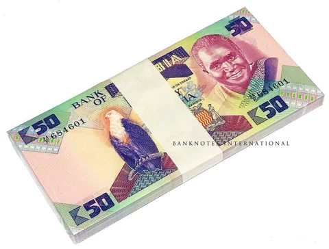 ZAMBIA 50 KWACHA 1980-88 P 28 UNC BUNDLE OF (100 PCS) AFRICAN MONEY Cover