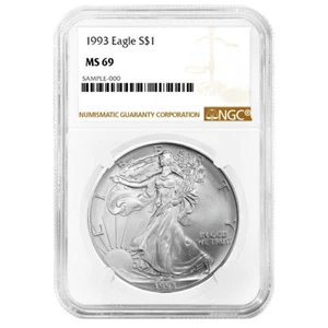 1993 $1 American Silver Eagle NGC MS69 Brown Label - Picture 1 of 3