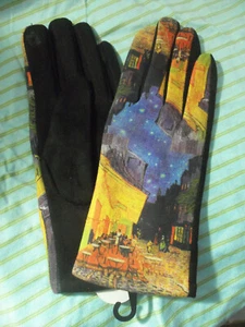 Unbranded Womens Stretch Touch Screen Gloves Night Street Scene Black - One Size - Picture 1 of 5