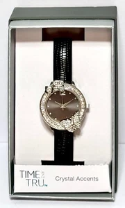 NUEVO EN CAJA Reloj de pulsera Time and Tru Crystal Accents correa de cuero sintético (la batería funciona) - Imagen 1 de 3