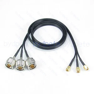 3x RG174 triple trebling treble Coaxial Cable SMA male to N male Coax RF 50ohm - Picture 1 of 12