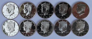 2000 - 2009 S PROOF Kennedy Half Coin Collection 10 Coins from US Proof Sets - Picture 1 of 6