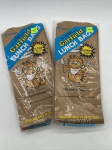 Vintage Garfield Lunchbags......HAT JEMAND MITTAGESSEN GESAGT? 2 Packungen 50 insgesamt - Bild 1 von 2