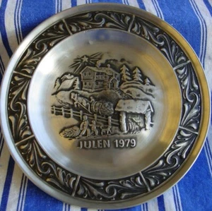 Pewter  Christmas Plate 7th in Series Limited Edition 1979 Norwegian - Picture 1 of 8