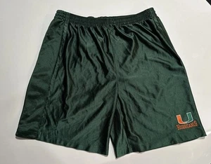 Vintage Miami Hurricanes Dazzle Shorts Mens L Basketball Athletic Shiny Silky - Picture 1 of 5