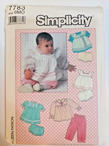 Simplicity 7783 Tops Apron Sundress Pants Panties Sewing Pattern Infants 6M Cut - Picture 1 of 11