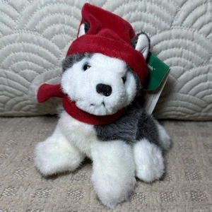 Neu mit Etikett Russ Dash Husky 5 Zoll Plüsch mit Nikolausmütze & Schal Urlaub Weihnachten Welpe Hund - Bild 1 von 7