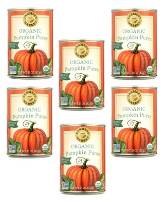 6-Pack Farmer’s Market Organic Pumpkin Puree, 15 oz Cans – Non-GMO, BPA-Free - Image 1 of 4