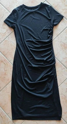 SHEIN ~ Figurbetontes Sommerkleid ~ Gr. L ~ Schwarz mit Rüschen & Schlitz - Bild 1 von 4
