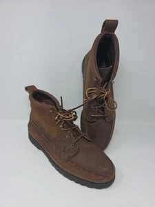 Polo Ralph Lauren Polo Country Men’s 13D Brown Leather Moc Toe Boots RLZ 1776 - Picture 1 of 13