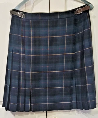 VINTAGE 90'S RALPH LAUREN TARTAN PLEATED PLAID WOOL KILT – SIZE 12 - Image 1 of 3