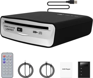 Externer Universal CD Player für Auto - Lehwey Tragbarer Auto CD Player mit AUX C - Bild 1 von 5