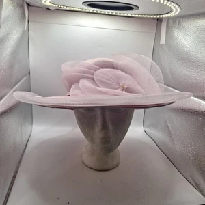 Pink Womans Church Hat Fancy Bow One Size - Picture 1 of 6