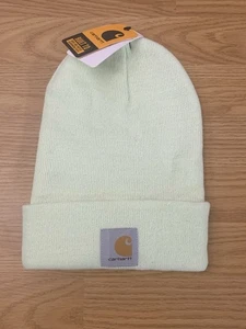 Carhartt Hat Winter Beanie Cuffed Knit Neon Yellow Leather Patch One Size - Picture 1 of 1