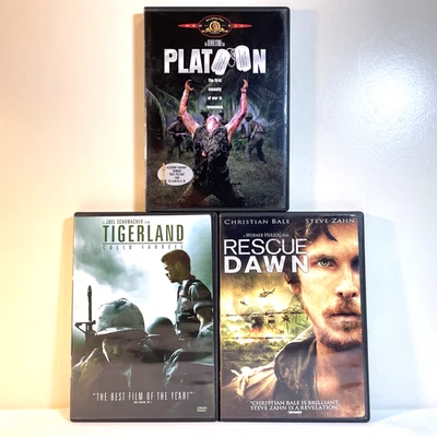 PLATOON / TIGERLAND / RESCUE DAWN (DVD) Vietnam War Drama Action - Image 1 of 4