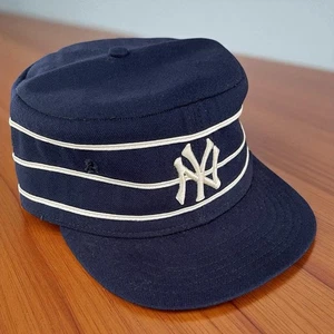 Vintage NY Yankees New Era Pro Modell nicht verstellbar Pillbox Baseballmütze 7,5 Wolle Leder - Bild 1 von 12