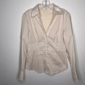 Top Express Studio Designs para mujer talla M blanco dorado manga larga abotonada - Imagen 1 de 14