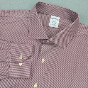 Brooks Brothers Hemd Herren 18-4/5 rot bügelfrei Regent Langarm Hahnentritt - Bild 1 von 10
