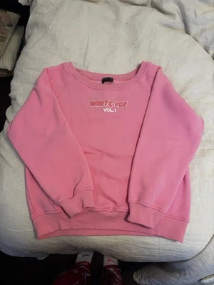 Zorro Blanco Chicle Rosa Vol 1 Bordado Hombro Descubierto Suéter Sudadera S/M Foto 1 de 4