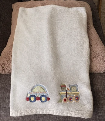 Kids Line Blanket Blue Car Train Fleece Baby Lovey Soft Slug Bug Boy - Image 1 of 4