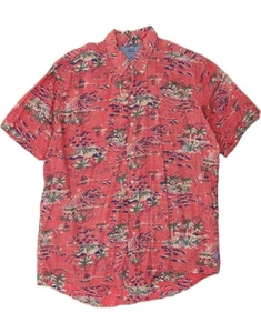 IZOD Mens Short Sleeve Shirt 2XL Pink Floral Cotton BH12 - Picture 1 of 3