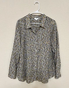 Top J. Jill Mujer Abotonado Floral Talla 3X Algodón Multicolor Oficina Verano Otoño - Imagen 1 de 9