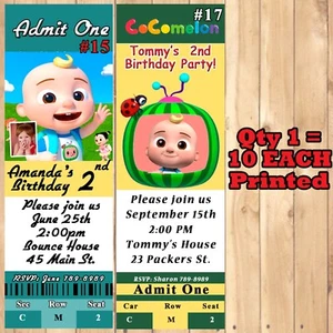 CoCo Melon Birthday Invitations 10 ea w/Env Personalized Sale - Picture 1 of 4