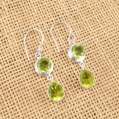 Peridot Gemstone 925 Sterling Silver Earring Handmade jewelry Gift For Women - Image 1 of 3