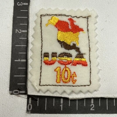 Vtg Philatelic Postage Stamp Theme USA 10¢ Felt Patch (Color Scheme Ver 2) 00TO Foto 1 de 2