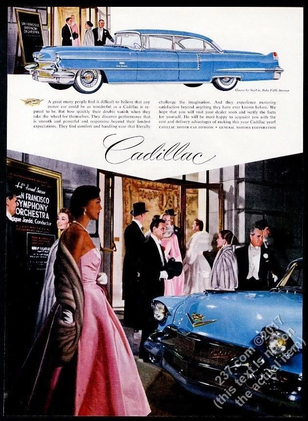 Cadillac 1956 sedán Sixty especial coche azul Ópera de San Francisco anuncio impreso fotográfico Foto 1 de 1