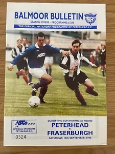 Peterhead v Fraserburgh Football Programme Scottish Qualifying Cup 19 Sep 1998 - Picture 1 of 3