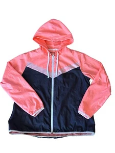 Fila Sport Windbreaker Navy Pink Live in Motion Zip Jacket MSRP $55 Womens L - Picture 1 of 8