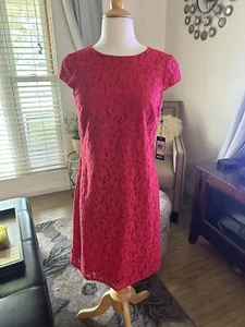 NWT Tommy Hilfiger short sleeve red lace sheath dress size 4 $139! - Picture 1 of 10