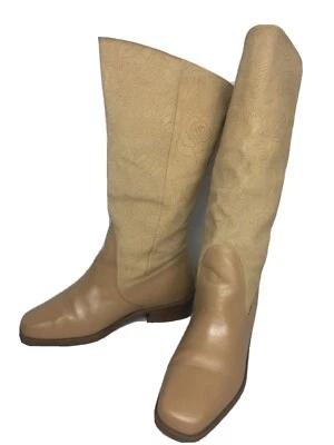 Botas occidentales para mujer Markon "Suela" de cuero tostado con patrón floral talla 6 M Foto 1 de 4