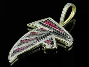 2.5Ct Lab Created Diamond Atlanta Falcons Pendant 14K Yellow Gold Plated Sliver - Picture 1 of 8