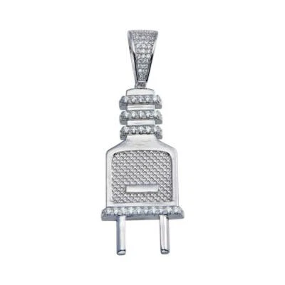 Uomo Argento Sterling Spina Hip Hop Ciondolo W/Micro Pavé Pietre Zirconi Cubici - Immagine 1 di 4