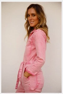 A. Helm Montauk Jumpsuit XL Rosa NEU Neu mit Etikett Baumwollmischung Gürtel Reißverschluss - Bild 1 von 5