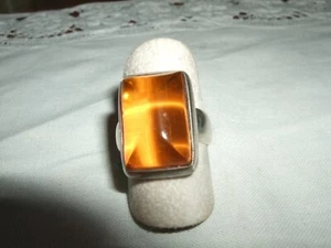 ANELLO RING CABOCHON AMBRA AMBER BALTICA ARGENTO STERLING SILVER 925 MISURA 14 - Foto 1 di 8