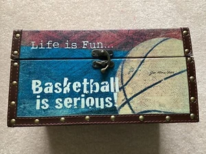 Basketball Theme Storage Box Memory Photo Award Sport Locker BB Bin 12x8x6 - NEW - Picture 1 of 6