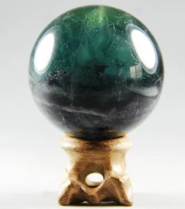 253 g Natural Fluorite Quartz Crystal Stone Sphere Ball Healing / Stand - Picture 1 of 12