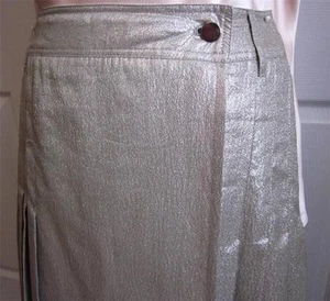 PRADA RUNWAY SILBER METALLIC PLISSEE WICKELROCK Gr. 40/Gr. 10 28" GEFÜTTERT UVP 795 $ - Bild 1 von 1